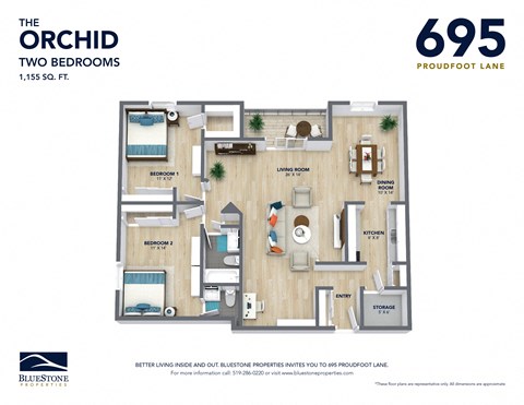 The Orchid Two Bedroom floorplan